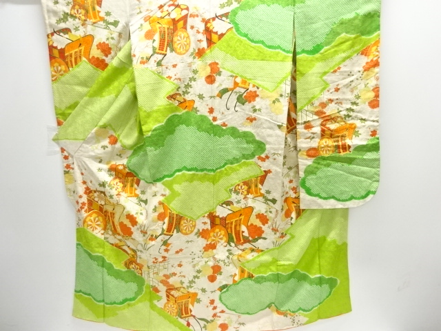 JAPANESE KIMONO / ANTIQUE FURISODE / SILK / EMBROIDERY / SHIBORI / FLOWER